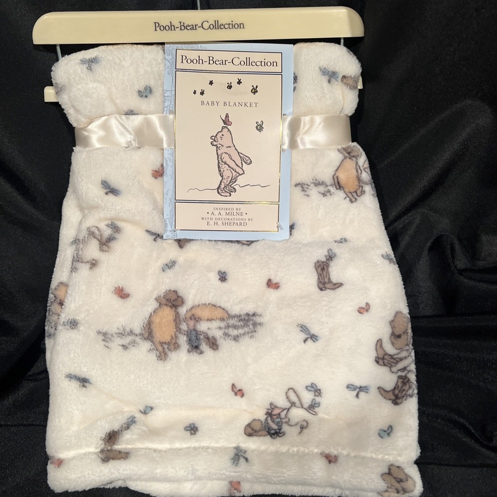 NEW! IVORY Soft Fleece CLASSIC POOH &‎ Piglet FRIENDS Plush Baby BLANKET 30x40"